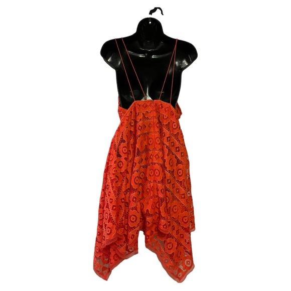 Free People Orange/Rouge Halter Open Back Lace Design Dress NWT Size 4 🧡 - Picture 6 of 11